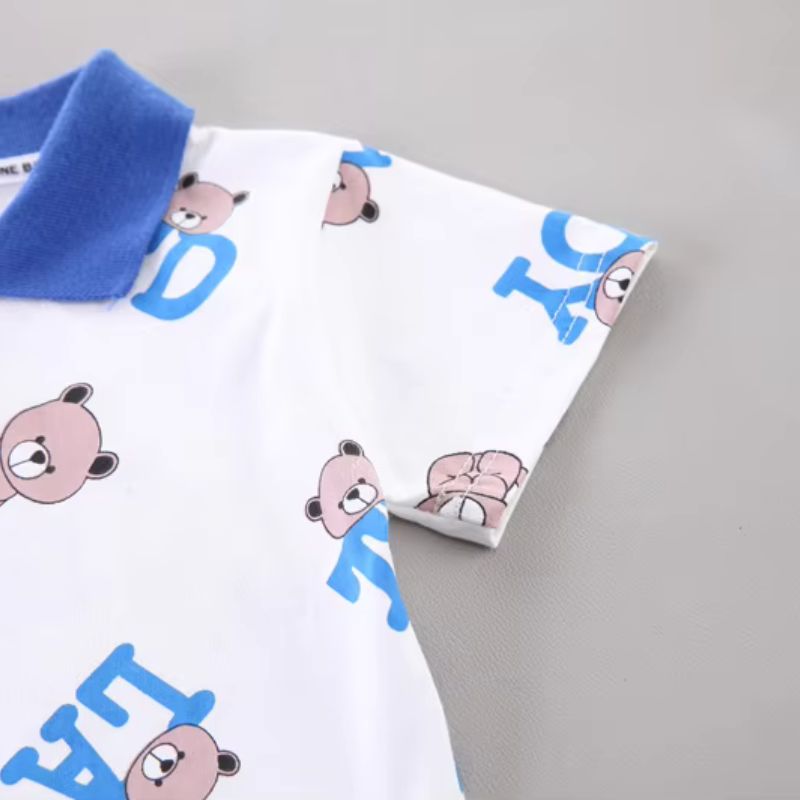 Conjunto infantil masculino ursinho, conjunto infantil camisa/short, conjunto infantil de verão, conjunto infantil casual, conjunto infantil menino