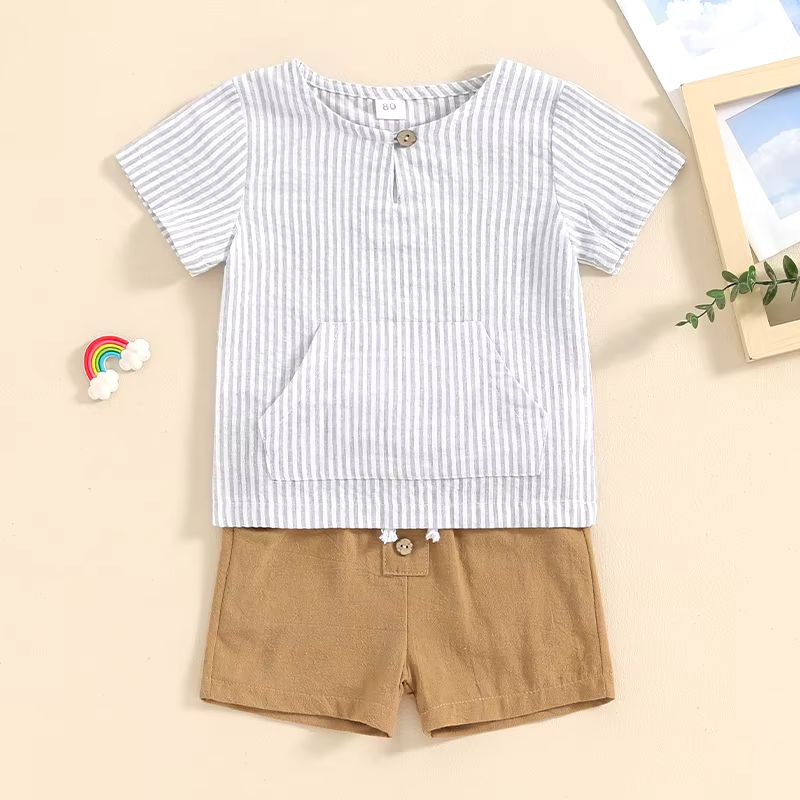 Conjunto menino listrado camisa/short, Conjunto infantil menino, conjunto infantil camisa/short, conjunto infantil de verão, conjunto infantil casual, conjunto infantil menino