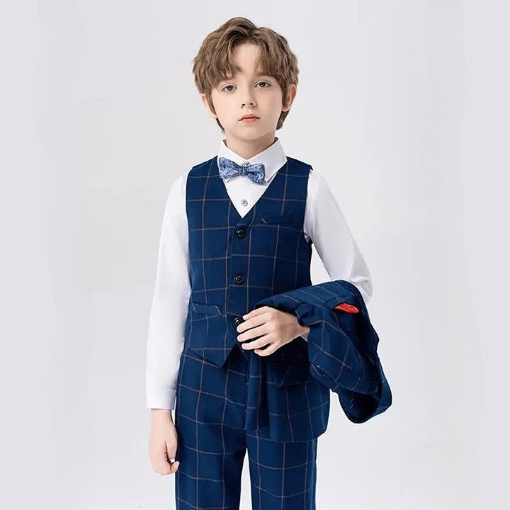 Terno Infantil Masculino Azul Marinho, Terno infantil azul marinho xadrez, terno infantil xadrez, terno infantil menino, terno infantil moderno, terno infantil slim