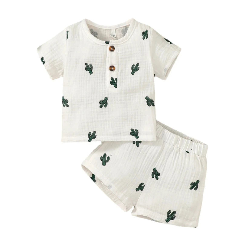 Conjunto Infantil Masculino Camisa/Short Casual Estampado Bambino