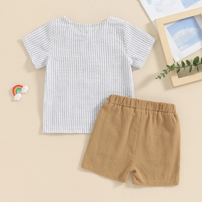 Conjunto menino listrado camisa/short, Conjunto infantil menino, conjunto infantil camisa/short, conjunto infantil de verão, conjunto infantil casual, conjunto infantil menino