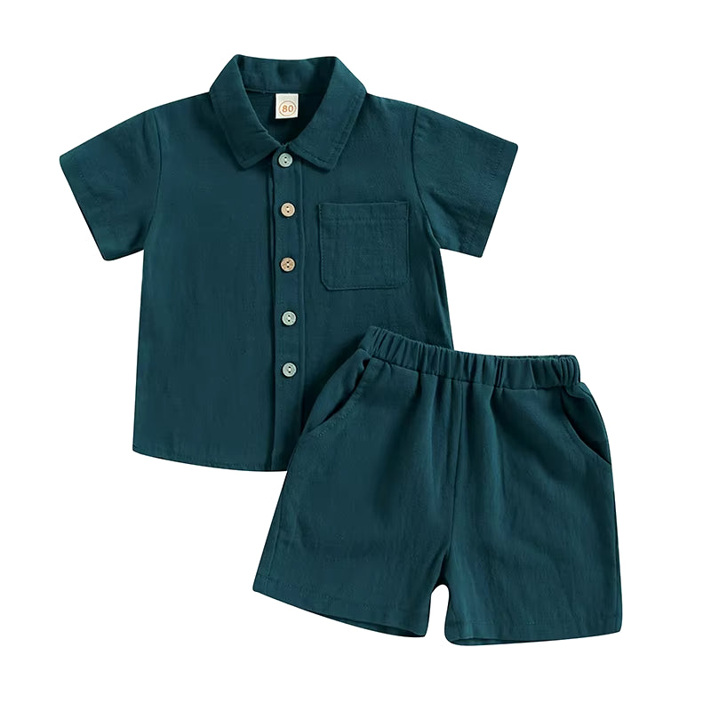 Conjunto infantil masculino verde, conjunto infantil camisa/short, conjunto infantil de verão, conjunto infantil casual verde, conjunto infantil menino verde