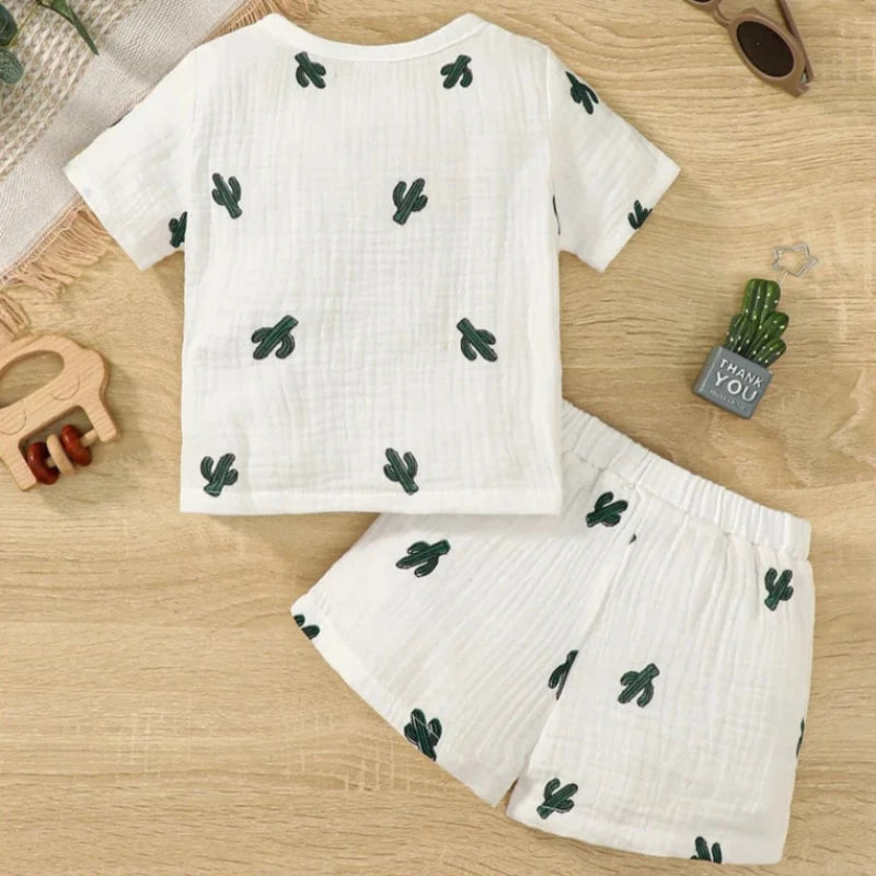Conjunto Infantil Masculino Camisa/Short Casual Estampado Bambino
