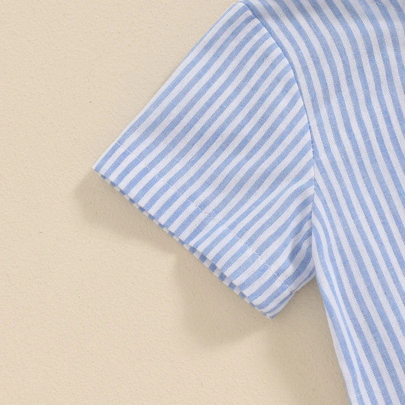 Conjunto menino listrado camisa/short, Conjunto infantil menino, conjunto infantil camisa/short, conjunto infantil de verão, conjunto infantil casual, conjunto infantil menino