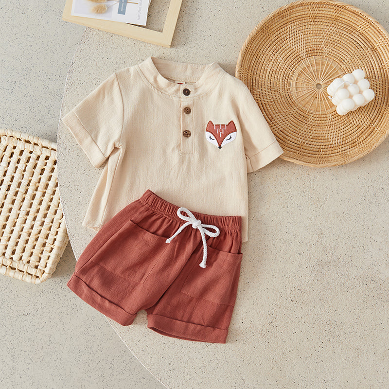 Conjunto infantil masculino vermelho, conjunto infantil camisa/short, conjunto infantil de verão, conjunto infantil casual vermelho, conjunto infantil menino bege