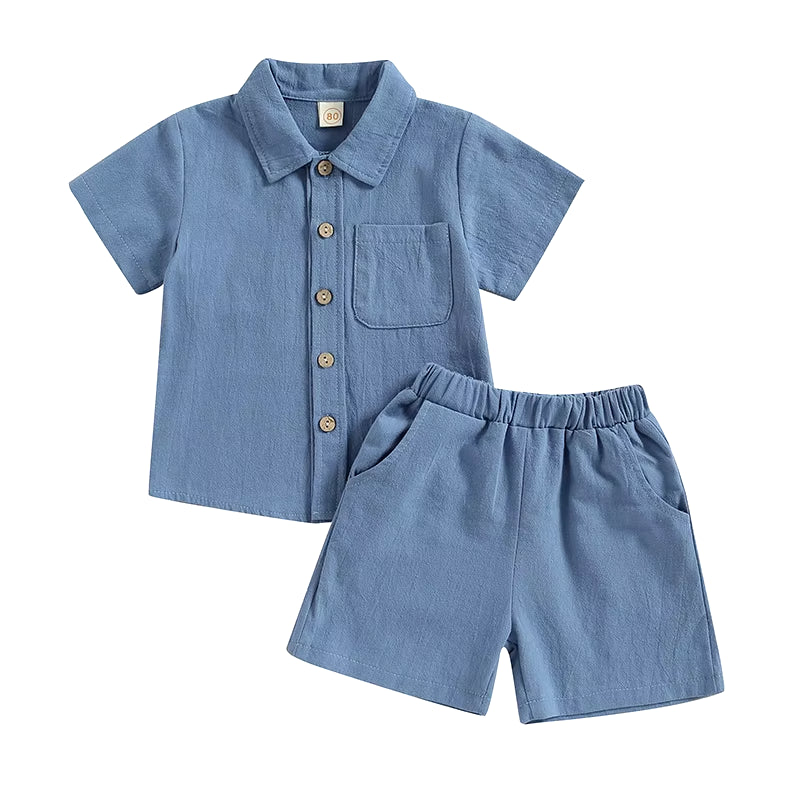 Conjunto infantil masculino azul, conjunto infantil camisa/short, conjunto infantil de verão, conjunto infantil casual azul, conjunto infantil menino azul