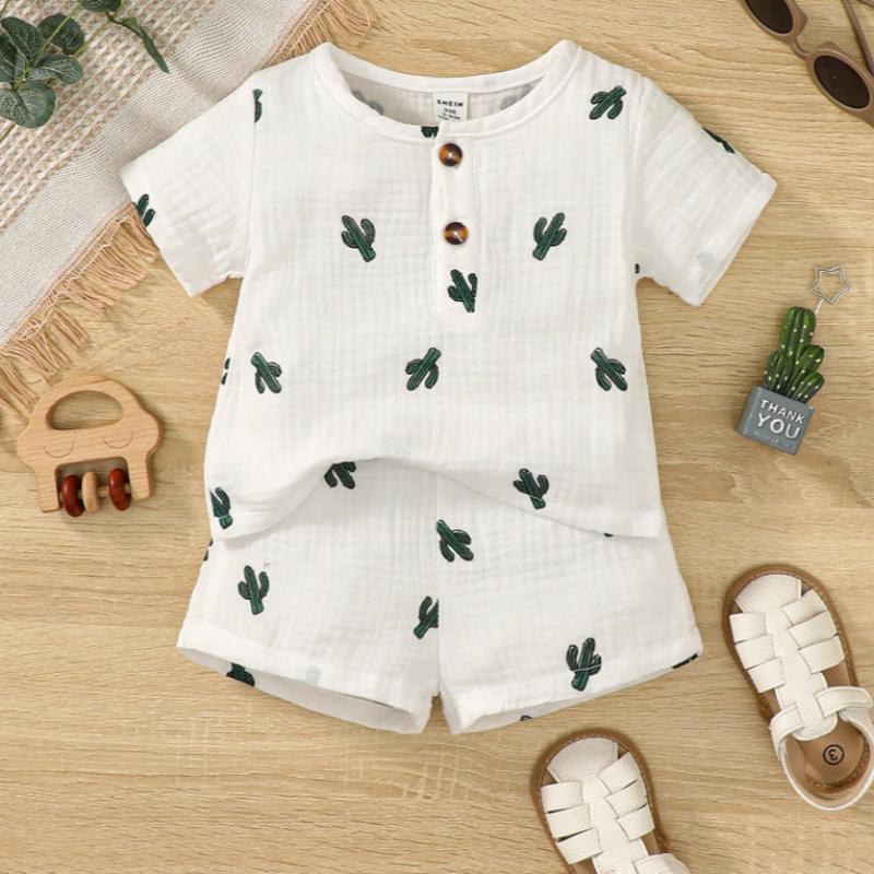 Conjunto Infantil Masculino Camisa/Short Casual Estampado Bambino
