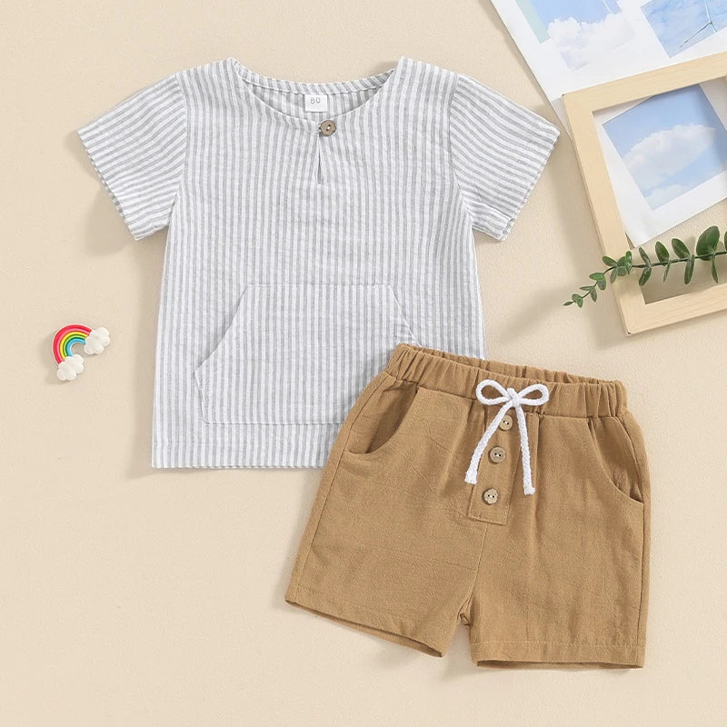 Conjunto menino listrado camisa/short, Conjunto infantil menino, conjunto infantil camisa/short, conjunto infantil de verão, conjunto infantil casual, conjunto infantil menino