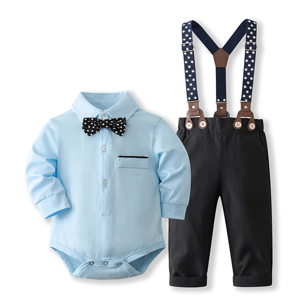 conjunto social infantil masculino, roupa de festa bebê menino, macacão social bebê com suspensório, look elegante bebê menino, roupa para casamento bebê menino