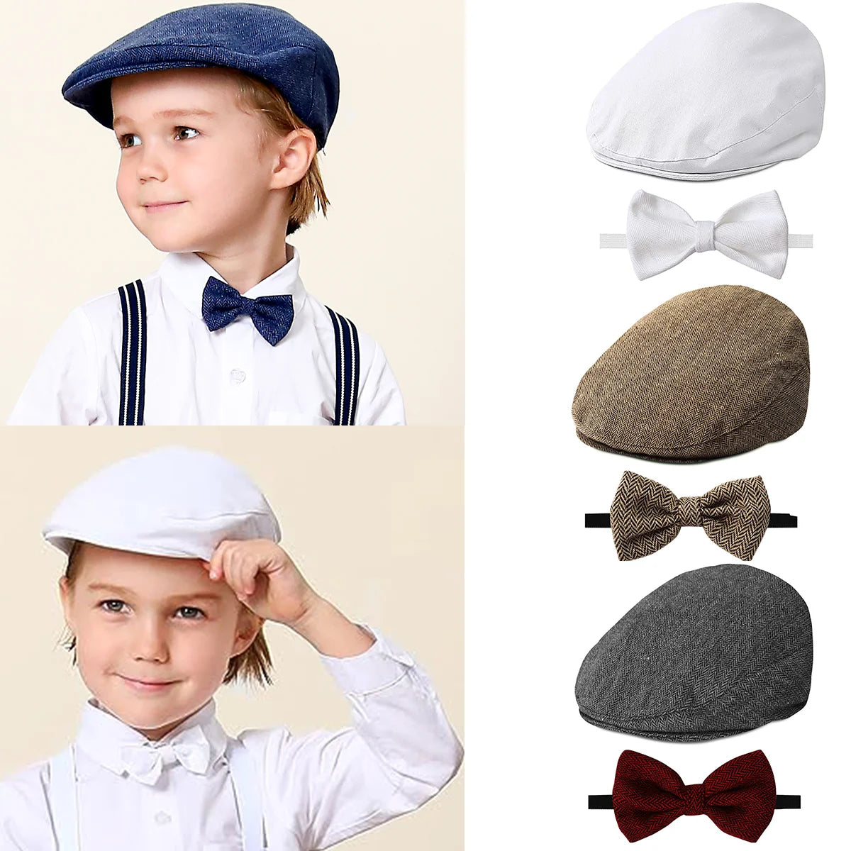 boina infantil masculina, boina infantil, boina infantil menino, gravata borboleta infantil, conjunto boina infantil e gravata borboleta