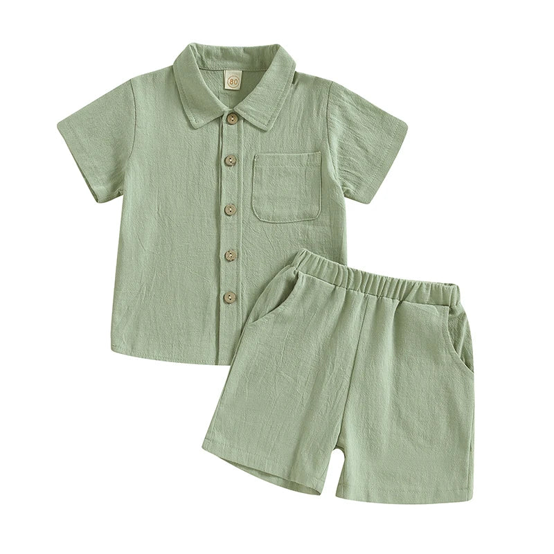 Conjunto infantil masculino verde, conjunto infantil camisa/short, conjunto infantil de verão, conjunto infantil casual verde, conjunto infantil menino verde