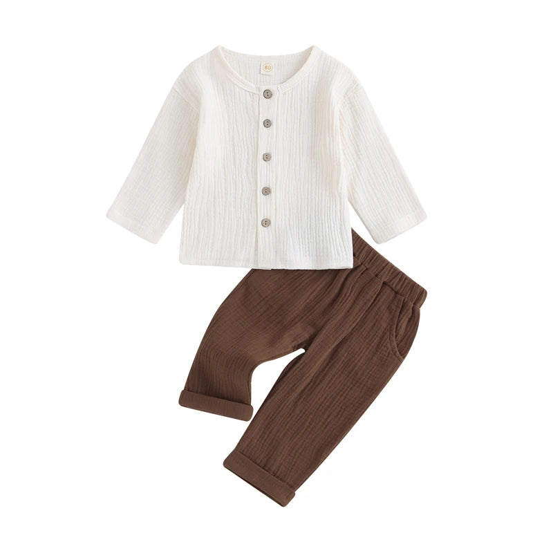 Conjunto infantil masculino marrom, conjunto infantil camisa manga comprida/calça, conjunto infantil de verão, conjunto infantil casual marrom, conjunto infantil menino marrom