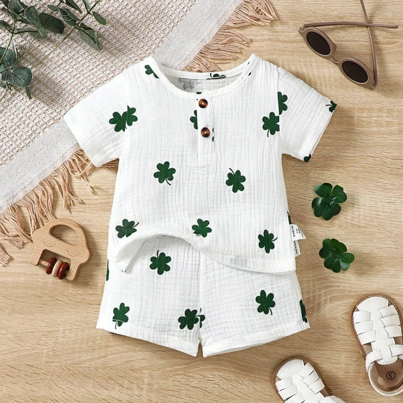 Conjunto Infantil Masculino Camisa/Short Casual Estampado Bambino