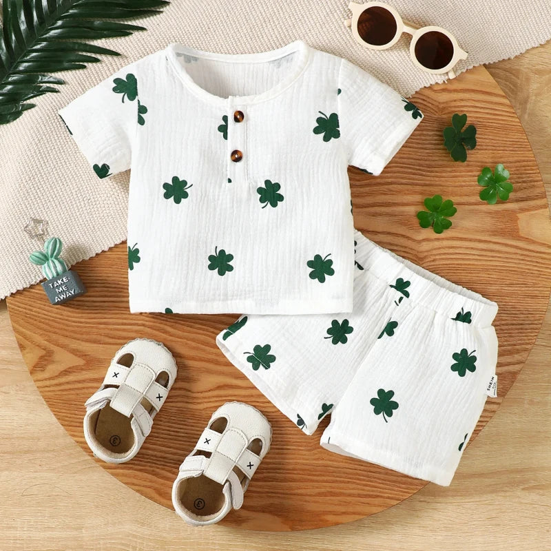 Conjunto Infantil Masculino Camisa/Short Casual Estampado Bambino