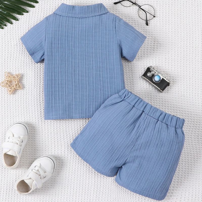 Conjunto infantil masculino azul, conjunto infantil camisa/short, conjunto infantil de verão azul, conjunto infantil casual azul, conjunto infantil menino azul