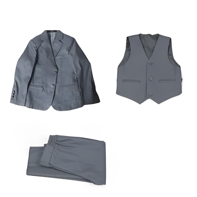 Terno Infantil Masculino Cinza Bambino Paletó + Colete + Calça