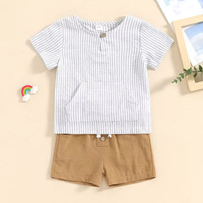 Conjunto menino listrado camisa/short, Conjunto infantil menino, conjunto infantil camisa/short, conjunto infantil de verão, conjunto infantil casual, conjunto infantil menino