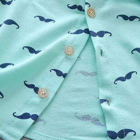 Conjunto infantil masculino estampado bigode, conjunto infantil camisa/short, conjunto infantil de verão, conjunto infantil casual, conjunto infantil menino 