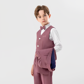 Terno infantil Masculino Marrom Rosado, Terno infantil masculino slim fit, terno infantil masculino moderno, terno infantil masculino rosa, terno infantil menino 