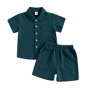 Conjunto infantil masculino verde, conjunto infantil camisa/short, conjunto infantil de verão, conjunto infantil casual verde, conjunto infantil menino verde