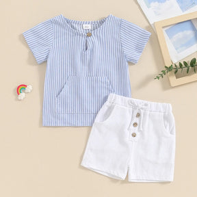 Conjunto menino listrado camisa/short, Conjunto infantil menino, conjunto infantil camisa/short, conjunto infantil de verão, conjunto infantil casual, conjunto infantil menino