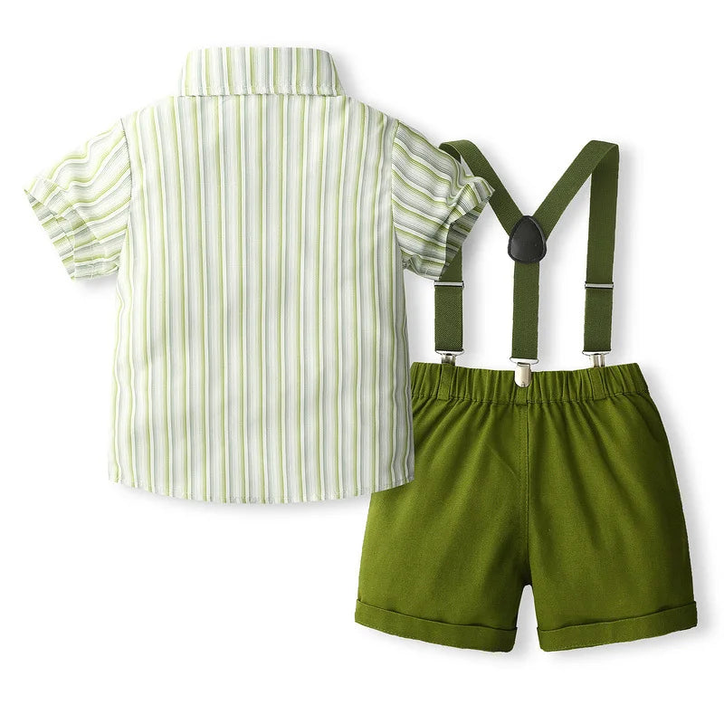 conjunto infantil masculino social, conjunto bebê social verde, roupa infantil com suspensório, conjunto menino elegante, roupa social menino festa