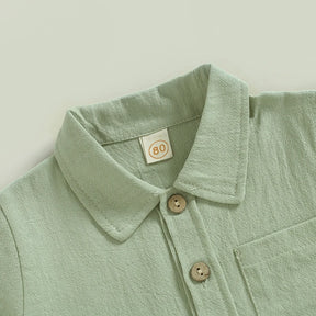 Conjunto infantil masculino verde, conjunto infantil camisa/short, conjunto infantil de verão, conjunto infantil casual verde, conjunto infantil menino verde