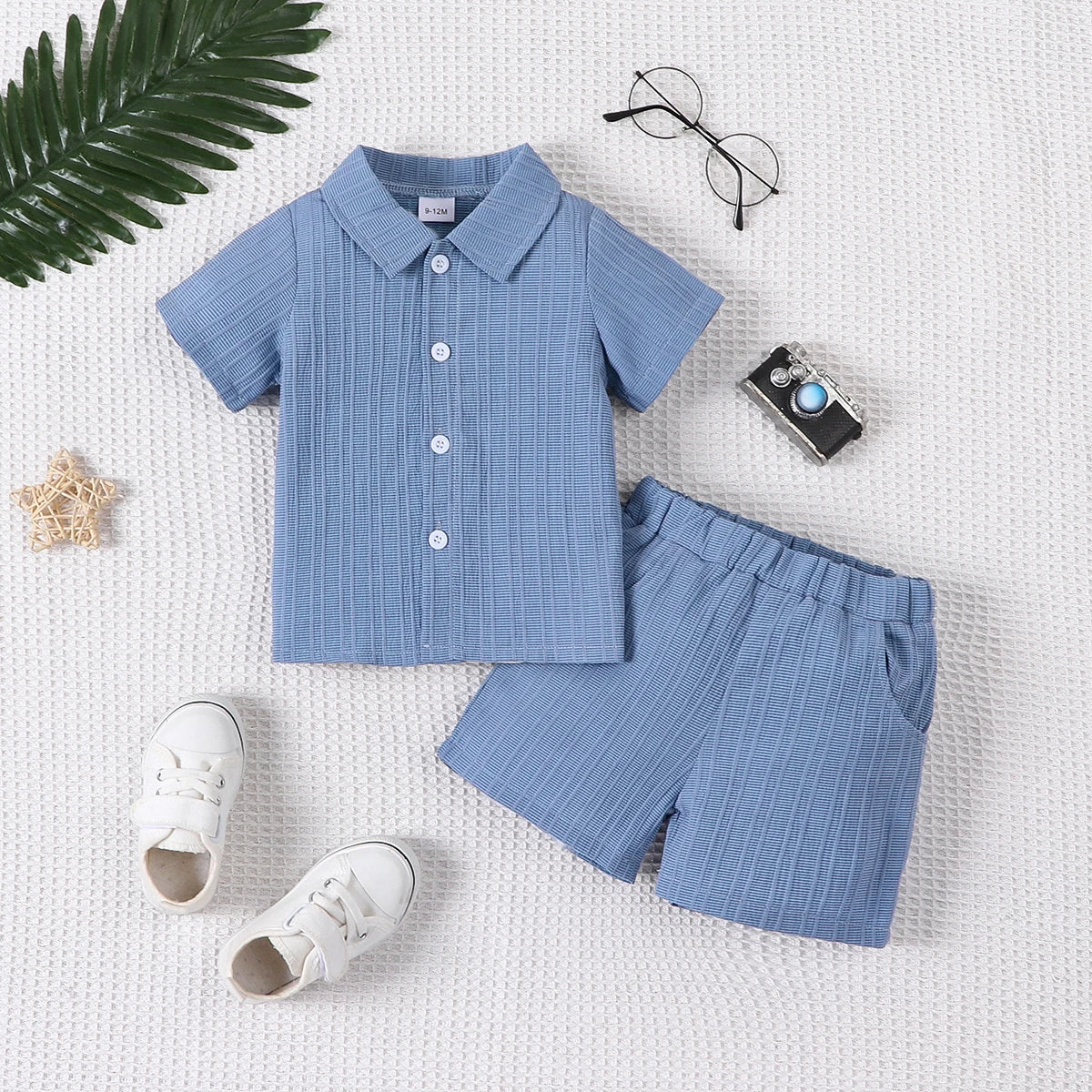 Conjunto infantil masculino azul, conjunto infantil camisa/short, conjunto infantil de verão azul, conjunto infantil casual azul, conjunto infantil menino azul