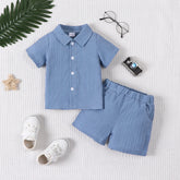 Conjunto infantil masculino azul, conjunto infantil camisa/short, conjunto infantil de verão azul, conjunto infantil casual azul, conjunto infantil menino azul